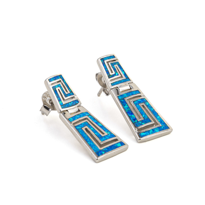 925 Với Chất Liệu Bạc Hy Lạp Chìa Khóa Màu Xanh Tự Nhiên Garnet Bông Uốn Khúc Bông Tai Opal Cho Nữ