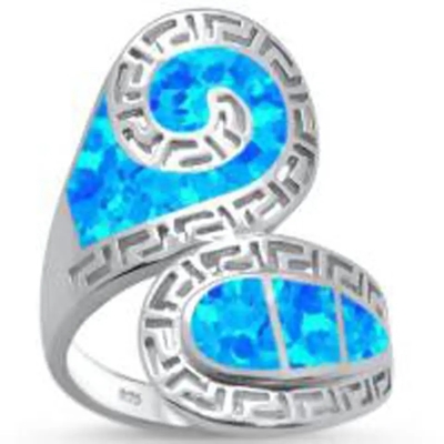 Đá Opal Xanh Hy Lạp Thiết Kế Chìa Khóa Bọc Chắc Chắn Nhẫn Bạc 925 Đá Opal Xanh Trang Sức Cho Nam