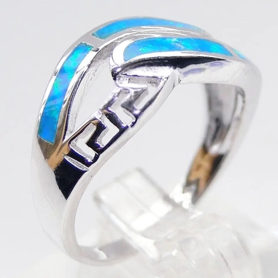 Bạc Sỉ Trang Sức Màu Xanh Hy Lạp Phòng Nhẫn Cưới Đá Opal Tổng Hợp Trang Sức Đá Opal
