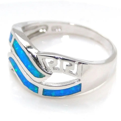 Bạc Sỉ Trang Sức Màu Xanh Hy Lạp Phòng Nhẫn Cưới Đá Opal Tổng Hợp Trang Sức Đá Opal