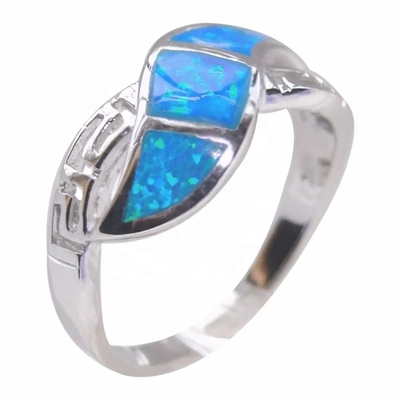 Nhẫn Đính Đá Opal Xanh Hy Lạp Tự Nhiên Chất Lượng Cao Cho Quà Tặng Với Chất Liệu Sterling 925 Silve