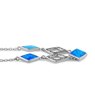 Trang sức bạc đính đá kim cương, vòng cổ đá opal Hy Lạp Blue Lab