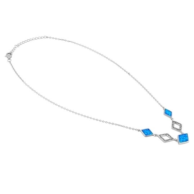 Trang sức bạc đính đá kim cương, vòng cổ đá opal Hy Lạp Blue Lab