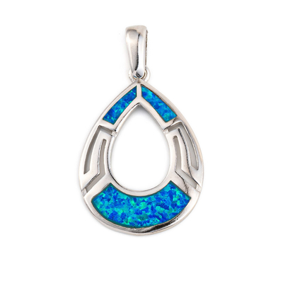 Mặt dây chuyền opal Hy Lạp màu xanh tự nhiên của cô gái uốn khúc bằng bạc 925