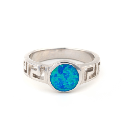 Trang sức Opal Hy Lạp cổ điển tự nhiên với nhẫn đính hôn bằng bạc 925