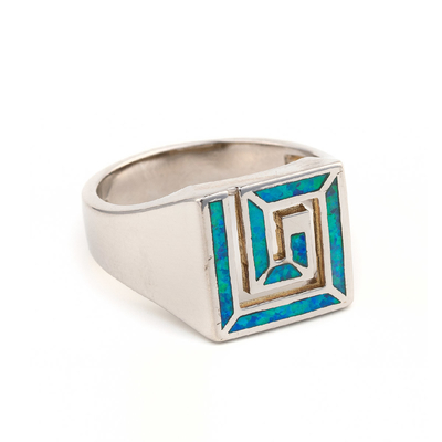 Trang sức Opal Hy Lạp cổ điển tự nhiên với nhẫn đính hôn bằng bạc 925