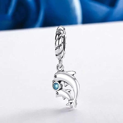 Hải Lý Đánh Cá Đại Dương Cá Voi Biển Đính Hạt Dành Cho Nữ Cho Tuổi Teen Bị Oxy Hóa. Bạc 925 Phù Hợp Với Vòng Tay Châu Âu