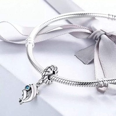 Hải Lý Đánh Cá Đại Dương Cá Voi Biển Đính Hạt Dành Cho Nữ Cho Tuổi Teen Bị Oxy Hóa. Bạc 925 Phù Hợp Với Vòng Tay Châu Âu