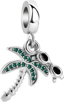 Ớt Trang Sức Cây Dừa Với Kính Mát Ngày Lễ Bãi Biển Charm Tương Thích Với Vòng Tay Pandora Charms