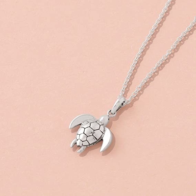 Vòng cổ mặt dây chuyền động vật rùa biển bằng bạc sterling của Boma, 18 inch
