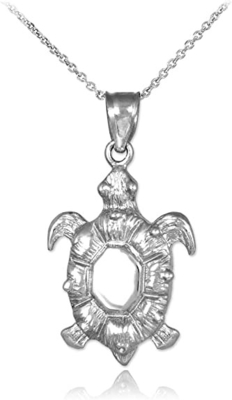 Vòng cổ mặt dây chuyền động vật rùa biển bằng bạc sterling của Boma, 18 inch
