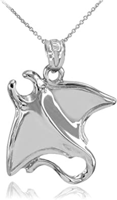 Mỹ 925 Sterling Bạc Sting Ray Đính Hạt Mặt Dây Chuyền Vòng Cổ