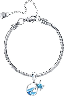 Charm Treo Sao Biển &amp; Vỏ Sò Biển - Bạc 925 - Vòng Tay Đính Hạt Phong Cách Châu Âu