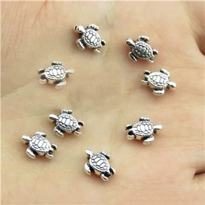 160 chiếc Cổ Rùa Đáng Yêu Mặt Dây Chuyền Đính Hạt Bạc Hạt Charm Phù Hợp Với Ban Đầu Vòng Tay 9x7mm