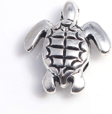 160 chiếc Cổ Rùa Đáng Yêu Mặt Dây Chuyền Đính Hạt Bạc Hạt Charm Phù Hợp Với Ban Đầu Vòng Tay 9x7mm