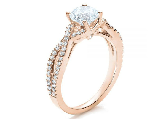 Claw Setting Nhẫn vàng hồng 18K 0,8ct với kim cương GH VS1 GIA
