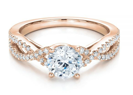 Claw Setting Nhẫn vàng hồng 18K 0,8ct với kim cương GH VS1 GIA