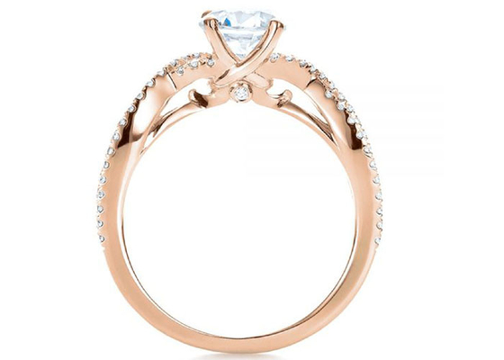 Claw Setting Nhẫn vàng hồng 18K 0,8ct với kim cương GH VS1 GIA
