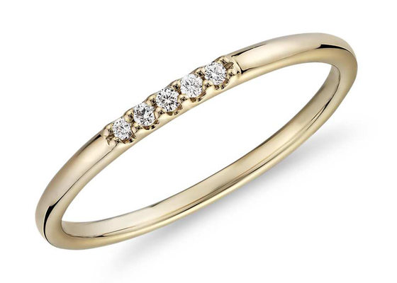 0,05ct 5 chiếc Nhẫn vàng 9K 2MM với Kim cương tự nhiên cho sự gắn kết ODM
