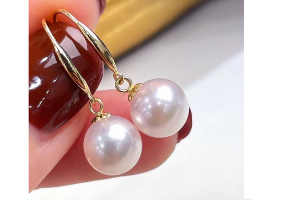 Bông tai ngọc trai tròn OEM, Bông tai ngọc trai cổ điển cho đám cưới Kích thước 9-9,5MM