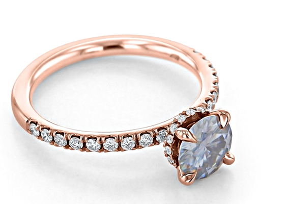 Vật liệu vàng 9K Phòng thí nghiệm đã trưởng thành Vòng Moissanite Màu xám bạc 1ct 5 chiếc Kích thước