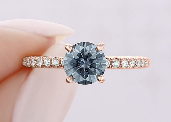 Vật liệu vàng 9K Phòng thí nghiệm đã trưởng thành Vòng Moissanite Màu xám bạc 1ct 5 chiếc Kích thước