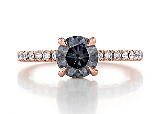 Vật liệu vàng 9K Phòng thí nghiệm đã trưởng thành Vòng Moissanite Màu xám bạc 1ct 5 chiếc Kích thước