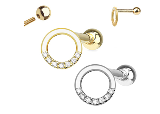 Hoa tai sụn kim cương vàng 0,126ct 14k, 14 chiếc khuyên tai xoắn xuyên thấu OEM