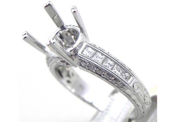 Dia 3x3mm 1,08Ct Nhẫn trang sức bán gắn kết ODM cho sự đính hôn Chất liệu vàng trắng 18k