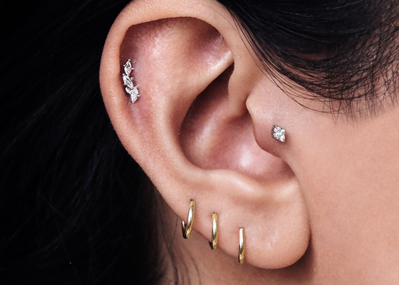 Helix Pi Xuyên 14K Gold Clicker cho Tragus sụn 16g-40g