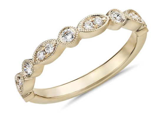 Nhẫn xếp chồng kim cương và vàng 9K 0,13ct 1,5 MÉT Cắt tròn ODM