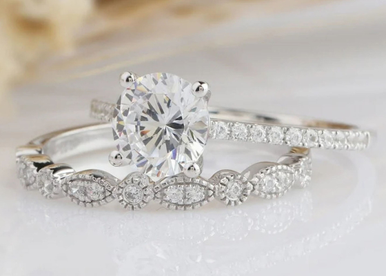 Nhẫn cưới đính kim cương vàng trắng 18k 1.25CT 6.5mm ODM