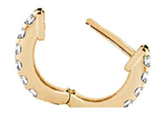 14k 0.2ct vàng đeo trên cơ thể Trang sức khuyên tai Hình dạng vòng 8mm ODM cho nữ cô gái