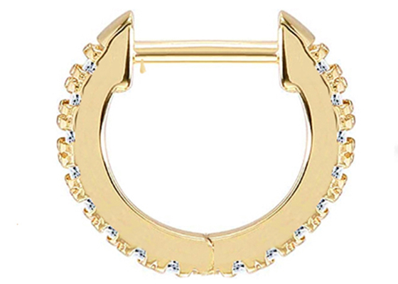 14k 0.2ct vàng đeo trên cơ thể Trang sức khuyên tai Hình dạng vòng 8mm ODM cho nữ cô gái