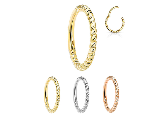 Dây thừng xoắn 14k Nhẫn vàng 18G, Dụng cụ bấm lỗ mũi để làm quà tặng