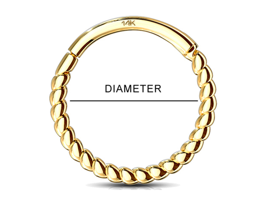 Dây thừng xoắn 14k Nhẫn vàng 18G, Dụng cụ bấm lỗ mũi để làm quà tặng