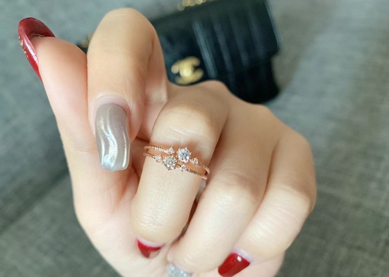 Claw Setting Nhẫn kim cương vàng 14k, Nhẫn kim cương 0,1 Ct để làm quà tặng