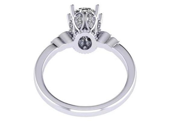 Nhẫn đính hôn vàng trắng 18k cắt hình bầu dục 8.0 × 6.0mm Kích thước ODM