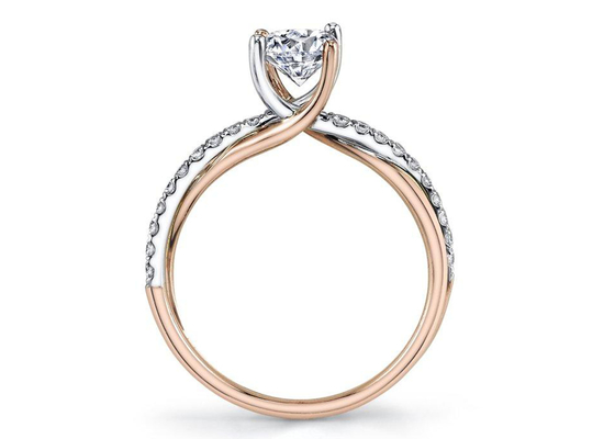 Nhẫn bạc 9K 2 tông màu với kim cương Moissanite 6mm 0,81ct