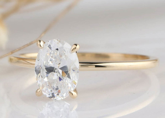 1.5ct Oval Cut Lab Grown Moissanite Ring Chất liệu vàng 14K Kích thước 0,7 × 0,9cm
