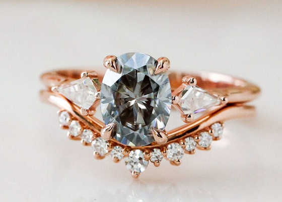 Nhẫn Moissanite 1ct Lab Grown Màu Xám 9K cho lễ đính hôn ODM