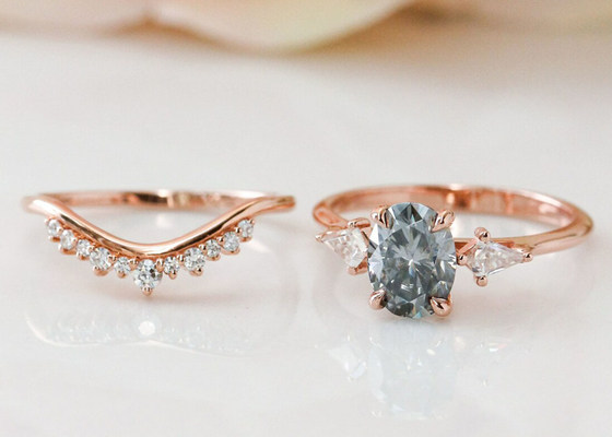 Nhẫn Moissanite 1ct Lab Grown Màu Xám 9K cho lễ đính hôn ODM