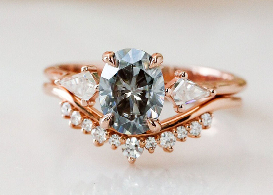 Nhẫn Moissanite 1ct Lab Grown Màu Xám 9K cho lễ đính hôn ODM