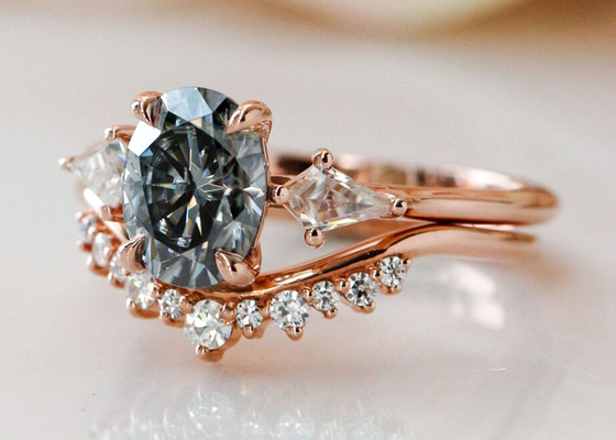 Nhẫn Moissanite 1ct Lab Grown Màu Xám 9K cho lễ đính hôn ODM