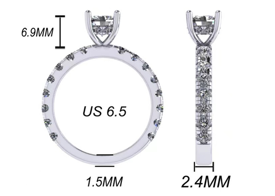 Đồ trang sức bằng vàng rắn 6x6mm 14k, 24 chiếc nhẫn đính hôn kim cương tự nhiên 1,44ct