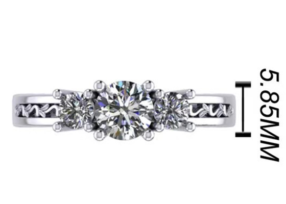 Đồ trang sức bằng vàng rắn 0,8ct 14k, Vòng ba đá kim cương RD5,85mm