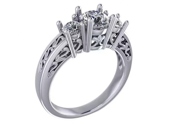 Đồ trang sức bằng vàng rắn 0,8ct 14k, Vòng ba đá kim cương RD5,85mm
