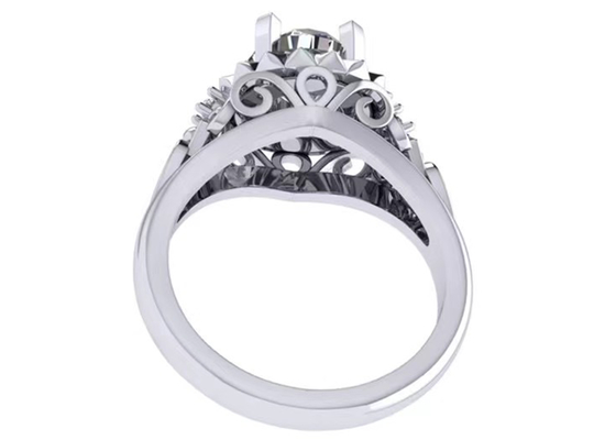 Nhẫn đính hôn bằng kim cương được làm bằng vàng trắng Lab Made Brilliant Cut 1ct RD6.5MM kích thước
