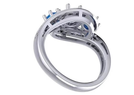 0,8 Carat Kiểu cài đặt vòng Topaz xanh lam tự nhiên cho sự đính hôn