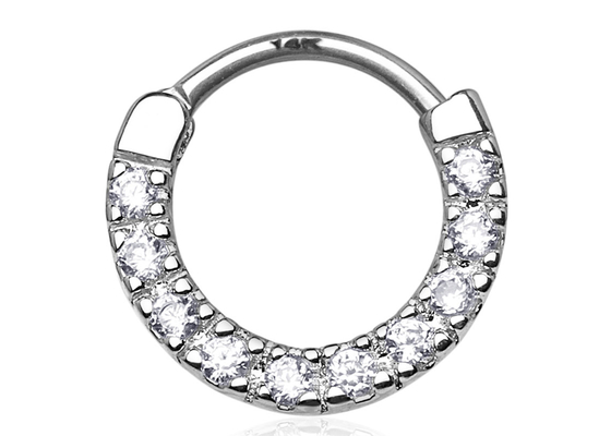 Vòng bấm sụn bản lề liền mạch, vòng mũi vàng trắng 14k